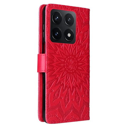 KT Imprinting Flower Series-1 For Xiaomi 14T Case Sunflower Leather Wallet Phone Cover