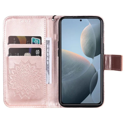 KT Imprinting Flower Series-1 For Xiaomi 14T Case Sunflower Leather Wallet Phone Cover