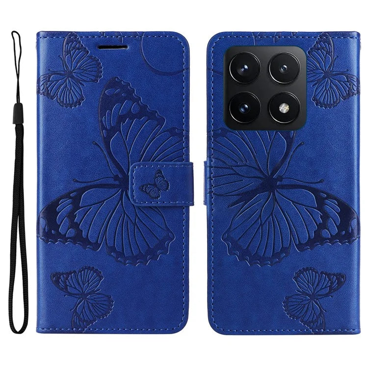 KT Imprinting Flower Series-2 For Xiaomi 14T Case Butterfly Leather Phone Cover