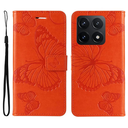 KT Imprinting Flower Series-2 For Xiaomi 14T Case Butterfly Leather Phone Cover