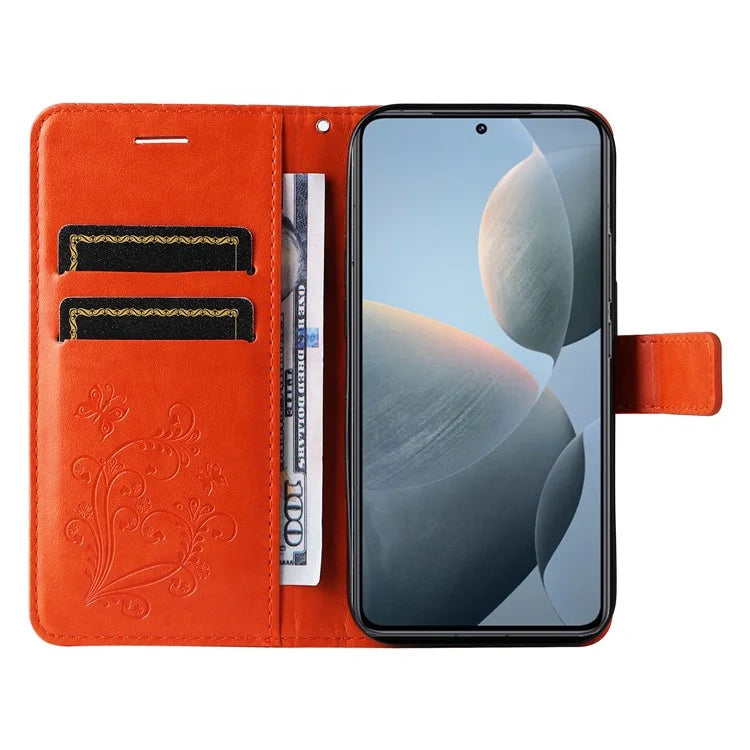 KT Imprinting Flower Series-2 For Xiaomi 14T Case Butterfly Leather Phone Cover