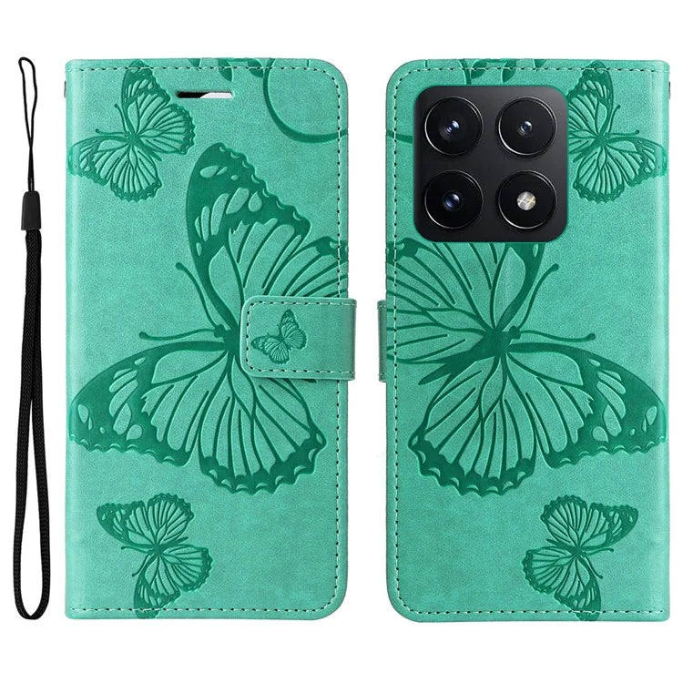 KT Imprinting Flower Series-2 For Xiaomi 14T Case Butterfly Leather Phone Cover
