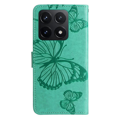 KT Imprinting Flower Series-2 For Xiaomi 14T Case Butterfly Leather Phone Cover