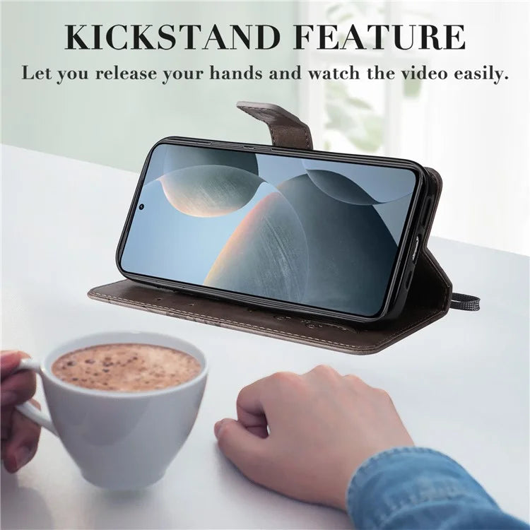 KT Imprinting Flower Series-2 For Xiaomi 14T Case Butterfly Leather Phone Cover