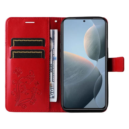 KT Imprinting Flower Series-2 For Xiaomi 14T Case Butterfly Leather Phone Cover