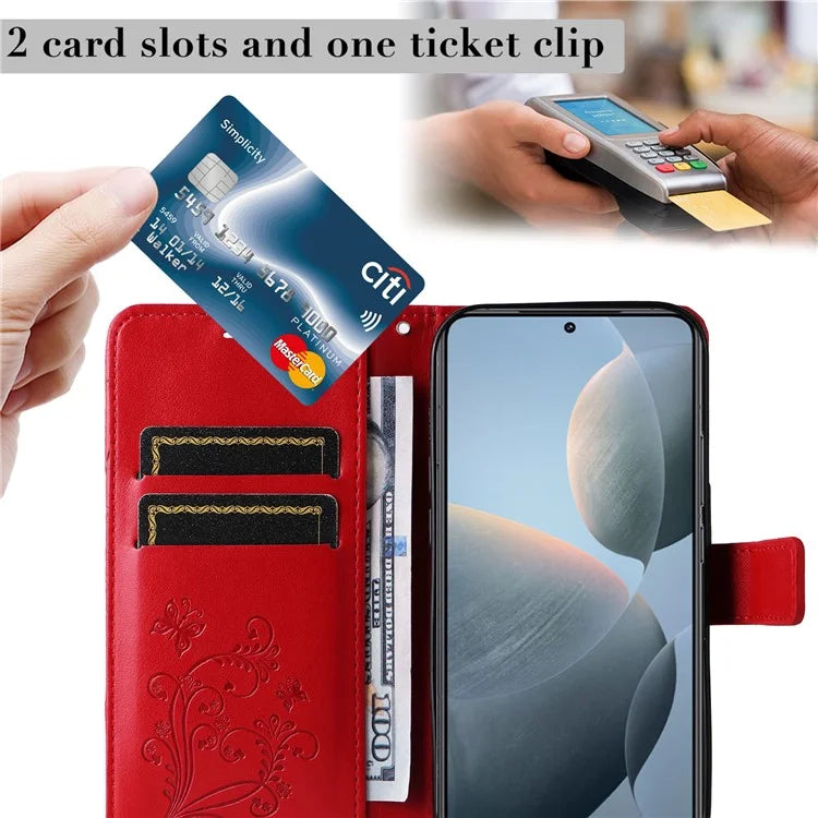 KT Imprinting Flower Series-2 For Xiaomi 14T Case Butterfly Leather Phone Cover