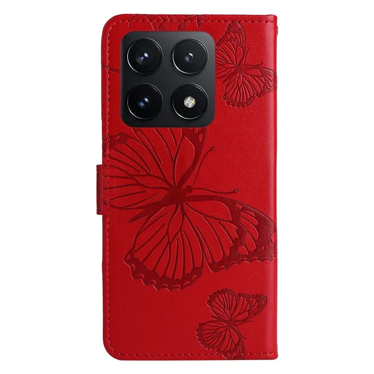 KT Imprinting Flower Series-2 For Xiaomi 14T Case Butterfly Leather Phone Cover