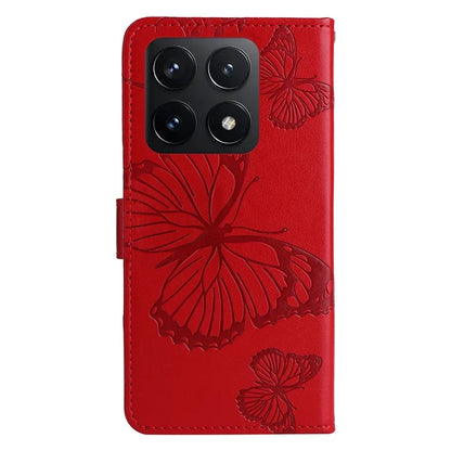 KT Imprinting Flower Series-2 For Xiaomi 14T Case Butterfly Leather Phone Cover