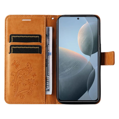 KT Imprinting Flower Series-2 For Xiaomi 14T Case Butterfly Leather Phone Cover