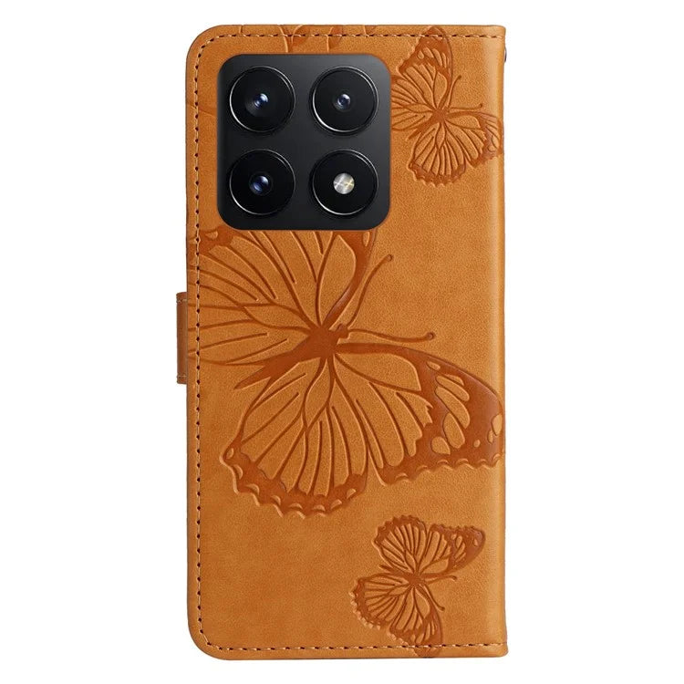 KT Imprinting Flower Series-2 For Xiaomi 14T Case Butterfly Leather Phone Cover