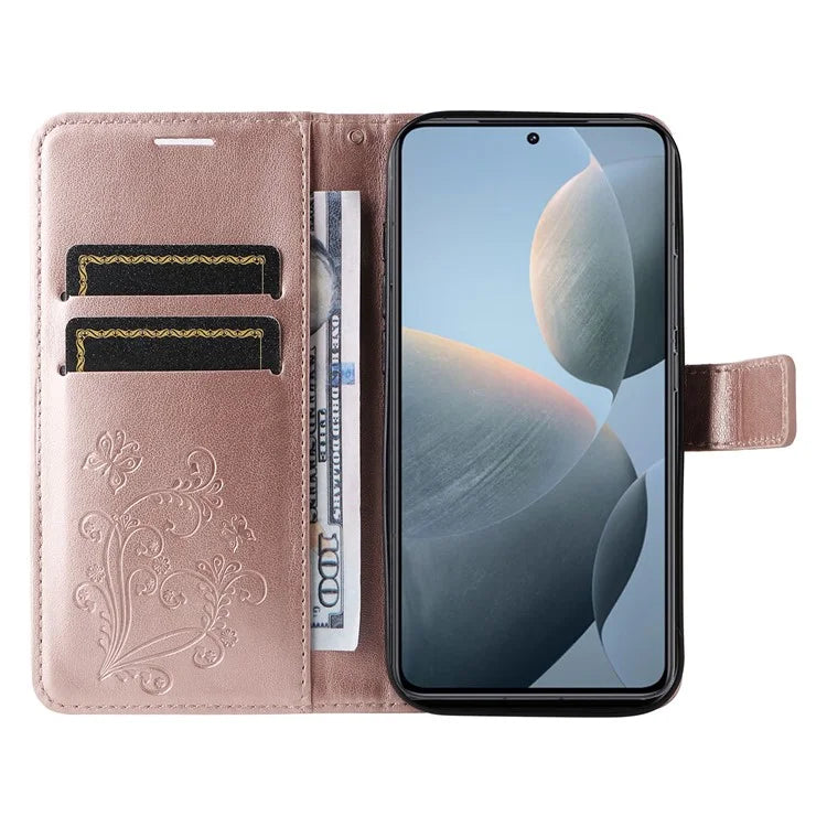 KT Imprinting Flower Series-2 For Xiaomi 14T Case Butterfly Leather Phone Cover
