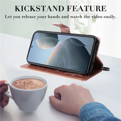 KT Imprinting Flower Series-2 For Xiaomi 14T Case Butterfly Leather Phone Cover