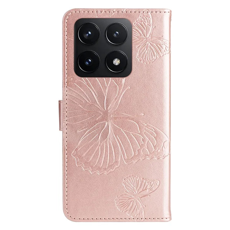 KT Imprinting Flower Series-2 For Xiaomi 14T Case Butterfly Leather Phone Cover