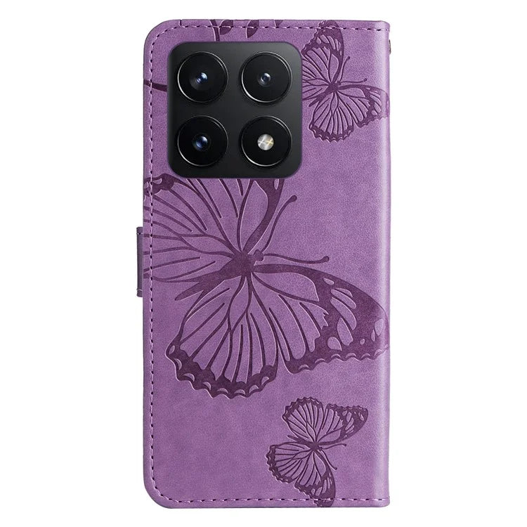 KT Imprinting Flower Series-2 For Xiaomi 14T Case Butterfly Leather Phone Cover