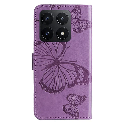 KT Imprinting Flower Series-2 For Xiaomi 14T Case Butterfly Leather Phone Cover