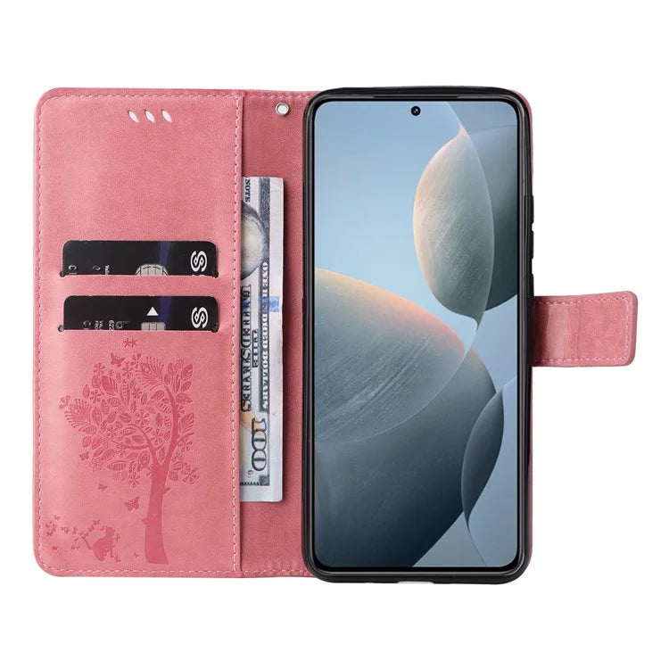 KT Imprinting Flower Series-3 For Xiaomi 14T Case Cat Tree Pattern Flip Leather Phone Cover