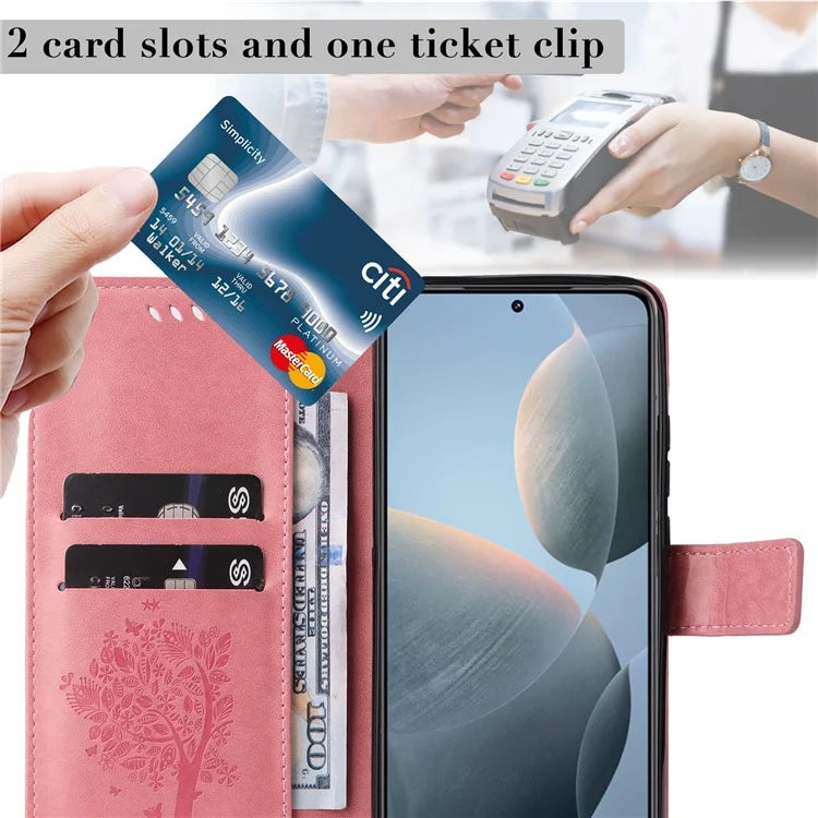 KT Imprinting Flower Series-3 For Xiaomi 14T Case Cat Tree Pattern Flip Leather Phone Cover