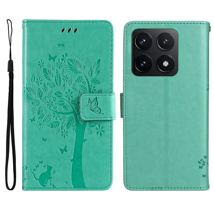 KT Imprinting Flower Series-3 For Xiaomi 14T Case Cat Tree Pattern Flip Leather Phone Cover