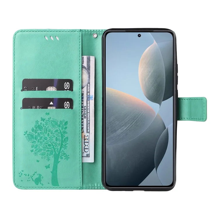KT Imprinting Flower Series-3 For Xiaomi 14T Case Cat Tree Pattern Flip Leather Phone Cover