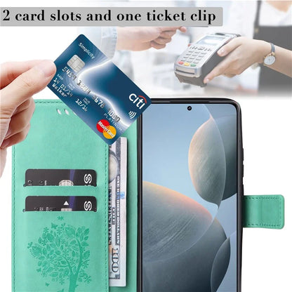 KT Imprinting Flower Series-3 For Xiaomi 14T Case Cat Tree Pattern Flip Leather Phone Cover