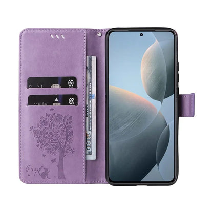 KT Imprinting Flower Series-3 For Xiaomi 14T Case Cat Tree Pattern Flip Leather Phone Cover