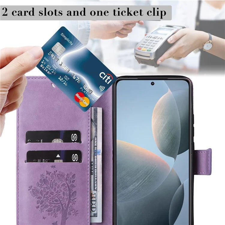 KT Imprinting Flower Series-3 For Xiaomi 14T Case Cat Tree Pattern Flip Leather Phone Cover