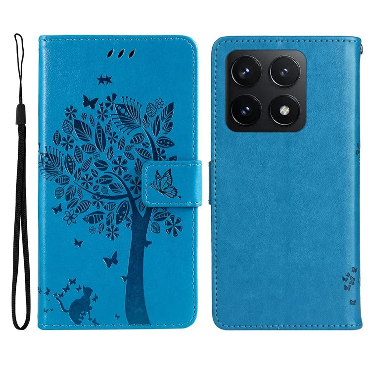 KT Imprinting Flower Series-3 For Xiaomi 14T Case Cat Tree Pattern Flip Leather Phone Cover