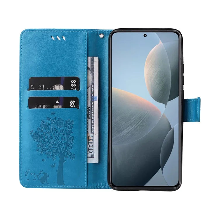 KT Imprinting Flower Series-3 For Xiaomi 14T Case Cat Tree Pattern Flip Leather Phone Cover