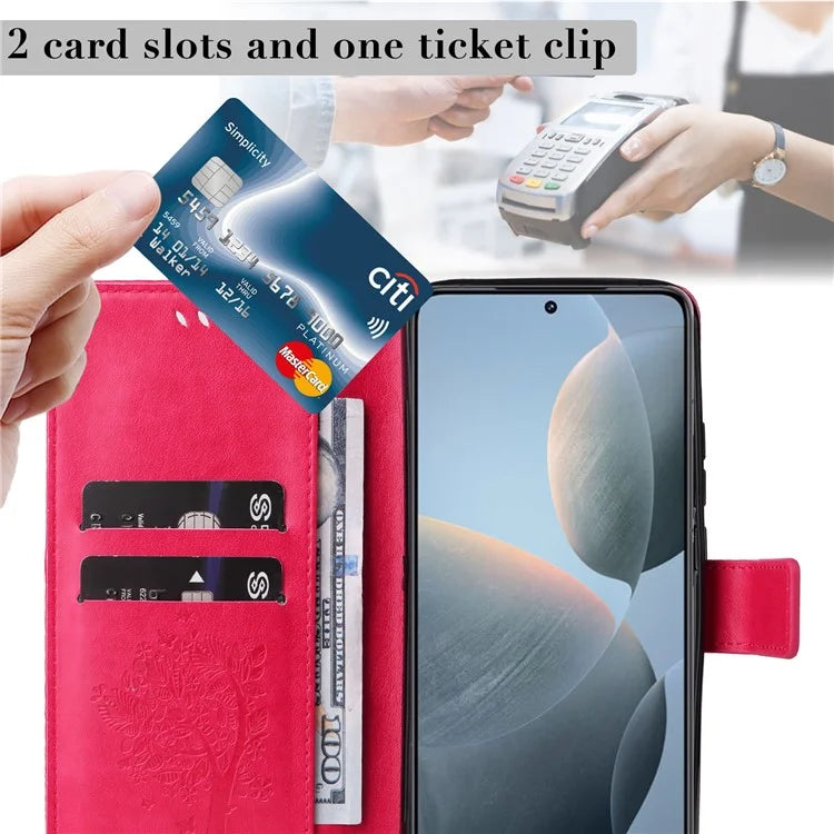 KT Imprinting Flower Series-3 For Xiaomi 14T Case Cat Tree Pattern Flip Leather Phone Cover
