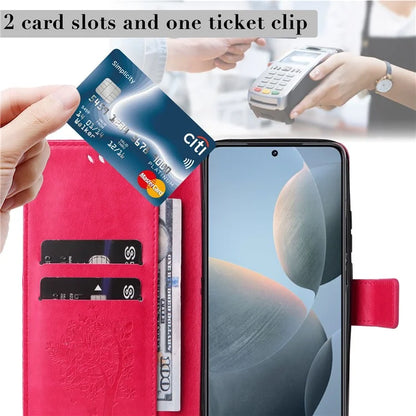 KT Imprinting Flower Series-3 For Xiaomi 14T Case Cat Tree Pattern Flip Leather Phone Cover