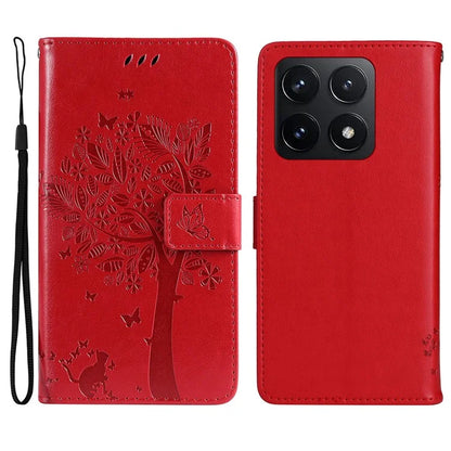 KT Imprinting Flower Series-3 For Xiaomi 14T Case Cat Tree Pattern Flip Leather Phone Cover
