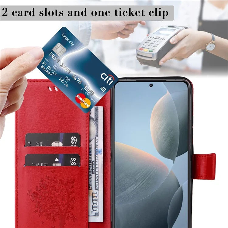KT Imprinting Flower Series-3 For Xiaomi 14T Case Cat Tree Pattern Flip Leather Phone Cover