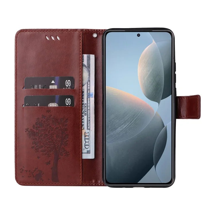 KT Imprinting Flower Series-3 For Xiaomi 14T Case Cat Tree Pattern Flip Leather Phone Cover