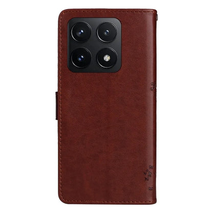KT Imprinting Flower Series-3 For Xiaomi 14T Case Cat Tree Pattern Flip Leather Phone Cover