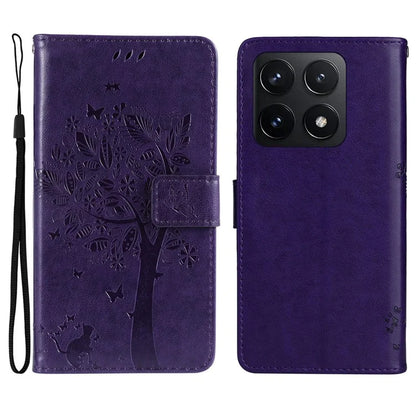 KT Imprinting Flower Series-3 For Xiaomi 14T Case Cat Tree Pattern Flip Leather Phone Cover