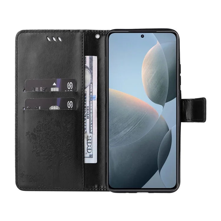 KT Imprinting Flower Series-3 For Xiaomi 14T Case Cat Tree Pattern Flip Leather Phone Cover