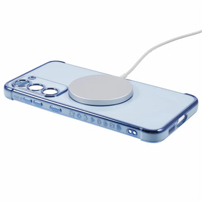For Samsung Galaxy S23+ Case Compatible with MagSafe Electroplated TPU Phone Cover Hollow Love Hearts