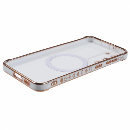 For Samsung Galaxy S23+ Case Compatible with MagSafe Electroplated TPU Phone Cover Hollow Love Hearts