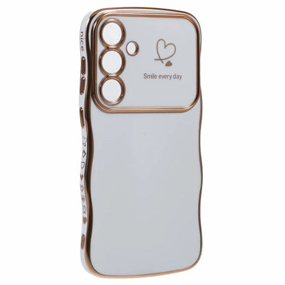 For Samsung Galaxy S24 FE Case Love Hearts TPU Phone Cover Curly Wave Frame Large Window