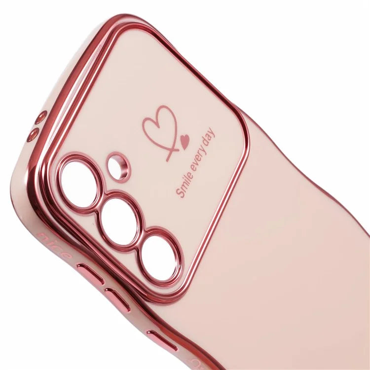 For Samsung Galaxy S24 FE Case Love Hearts TPU Phone Cover Curly Wave Frame Large Window