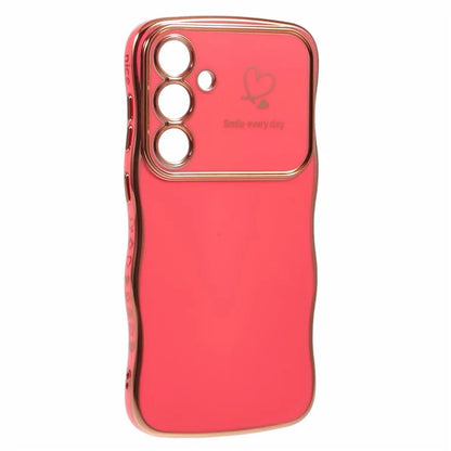 For Samsung Galaxy S24 FE Case Love Hearts TPU Phone Cover Curly Wave Frame Large Window