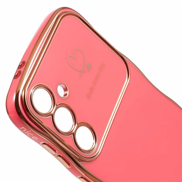 For Samsung Galaxy S24 FE Case Love Hearts TPU Phone Cover Curly Wave Frame Large Window