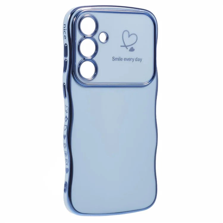 For Samsung Galaxy S24 FE Case Love Hearts TPU Phone Cover Curly Wave Frame Large Window