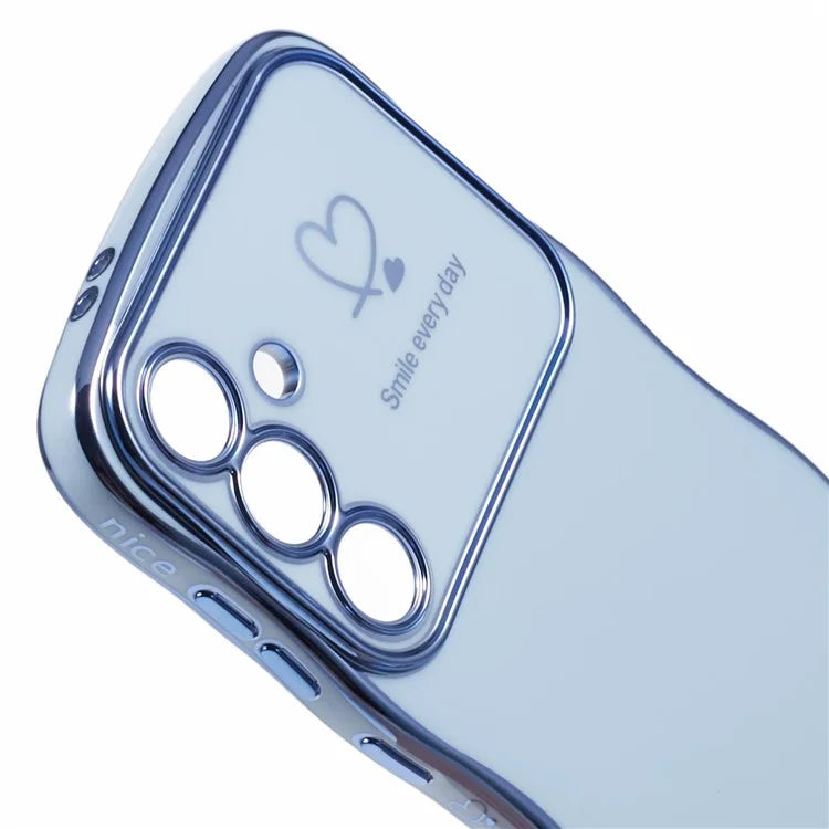 For Samsung Galaxy S24 FE Case Love Hearts TPU Phone Cover Curly Wave Frame Large Window