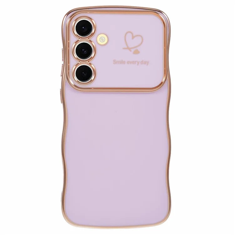 For Samsung Galaxy S24 FE Case Love Hearts TPU Phone Cover Curly Wave Frame Large Window