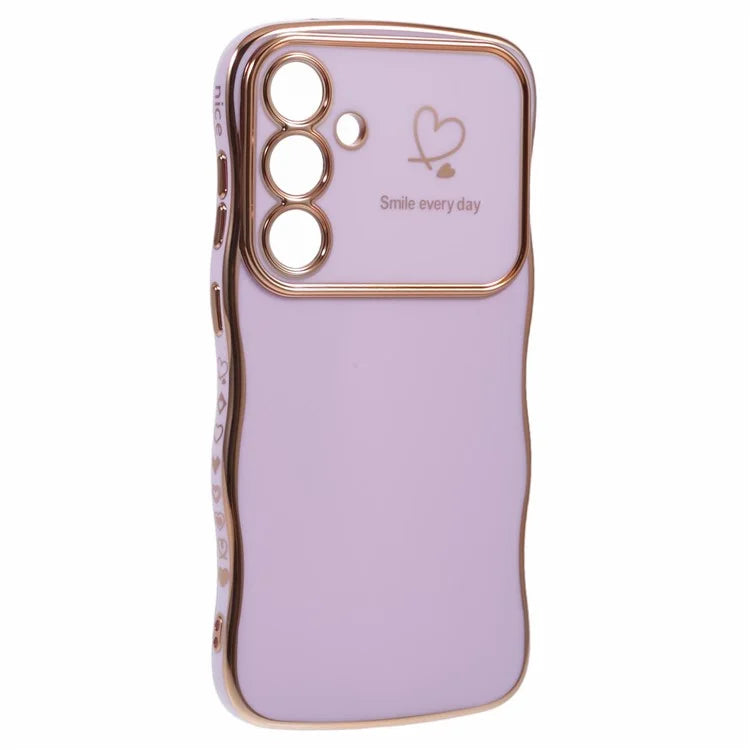 For Samsung Galaxy S24 FE Case Love Hearts TPU Phone Cover Curly Wave Frame Large Window