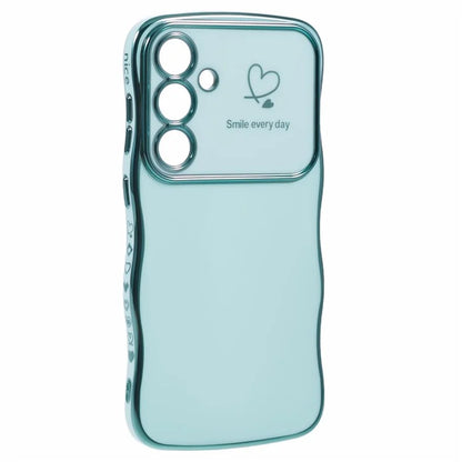 For Samsung Galaxy S24 FE Case Love Hearts TPU Phone Cover Curly Wave Frame Large Window