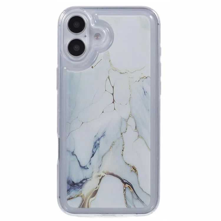 For iPhone 16 Case Marble Pattern Airbag Drop Protection TPU Phone Cover