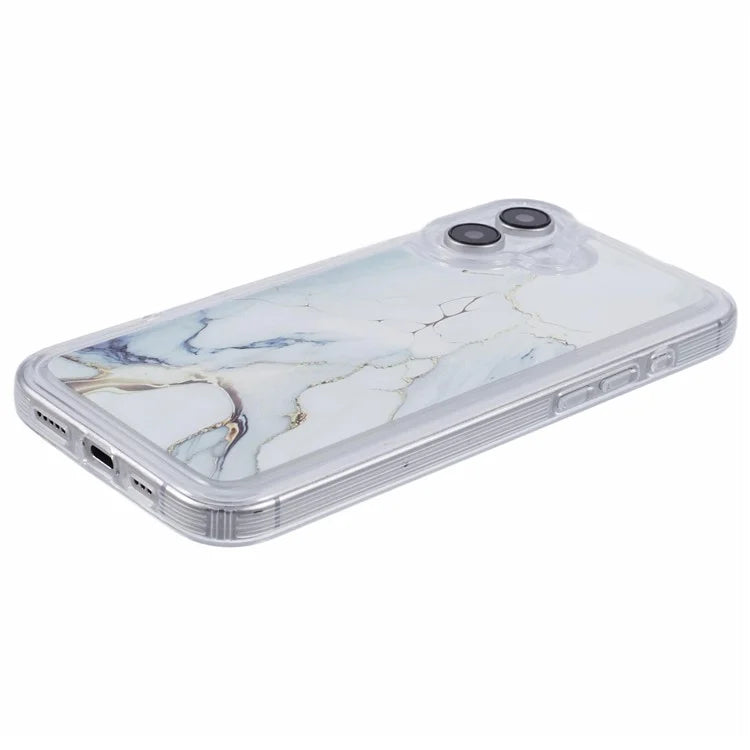 For iPhone 16 Case Marble Pattern Airbag Drop Protection TPU Phone Cover