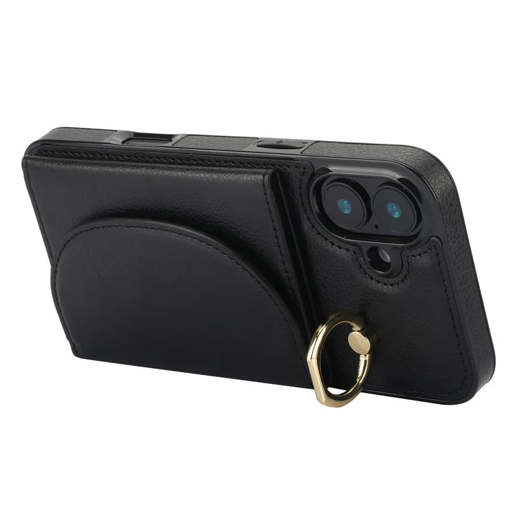For iPhone 16 Plus Case RFID Blocking Wallet Kickstand Leather + TPU Phone Cover